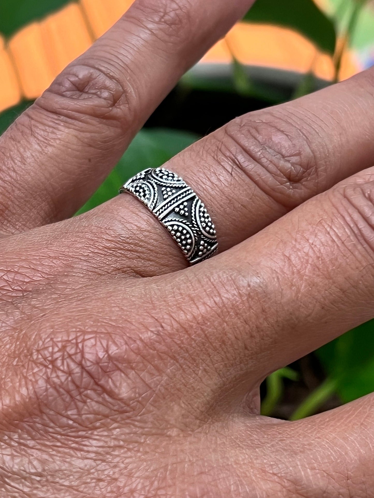 Men's Bali Ring, Sterling Silver, 925, Men's Ring, 7.5mm Wedding Band, Gift For Him/Her/Them