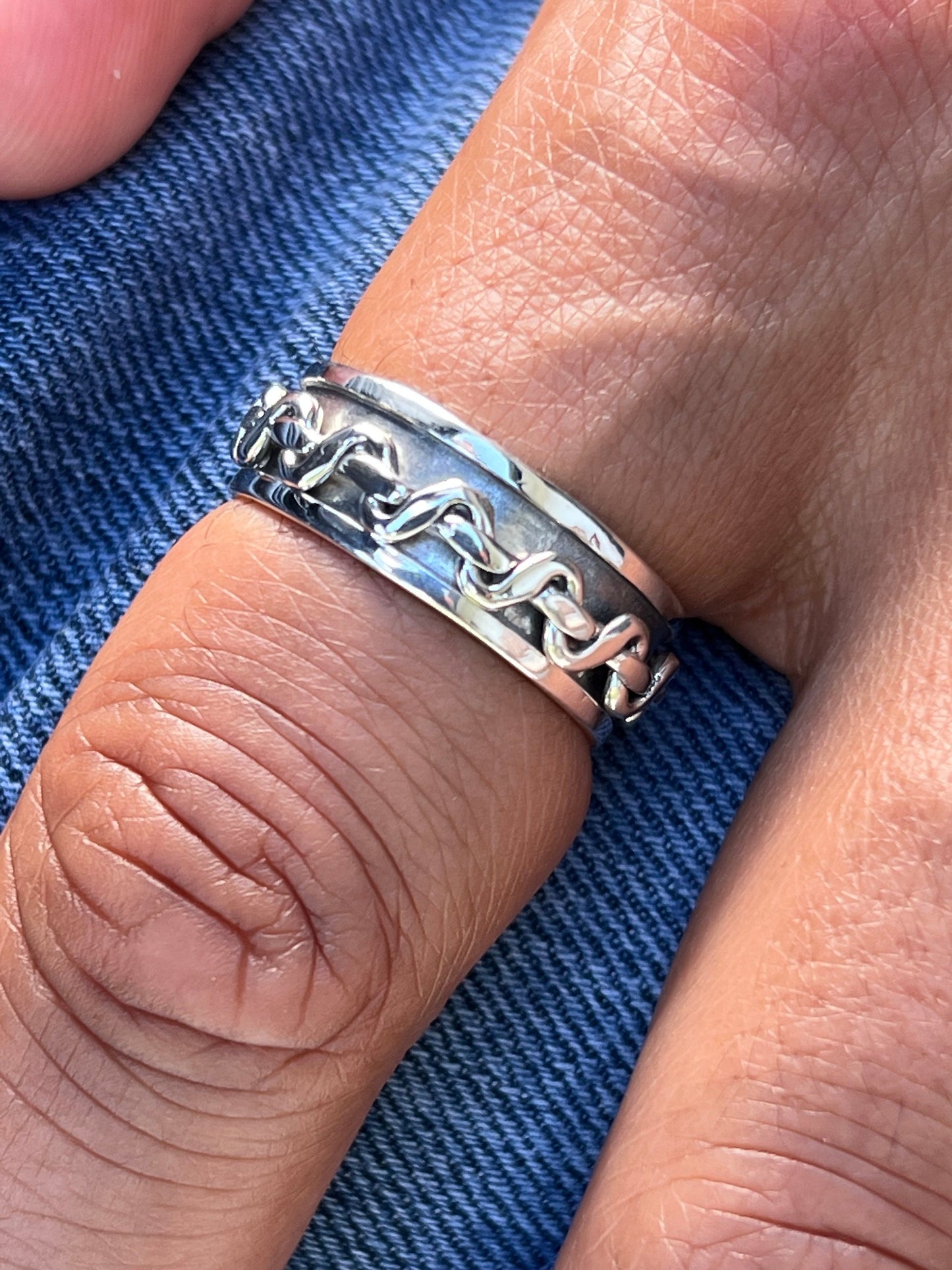 Fidget Spinner Silver Ring Band