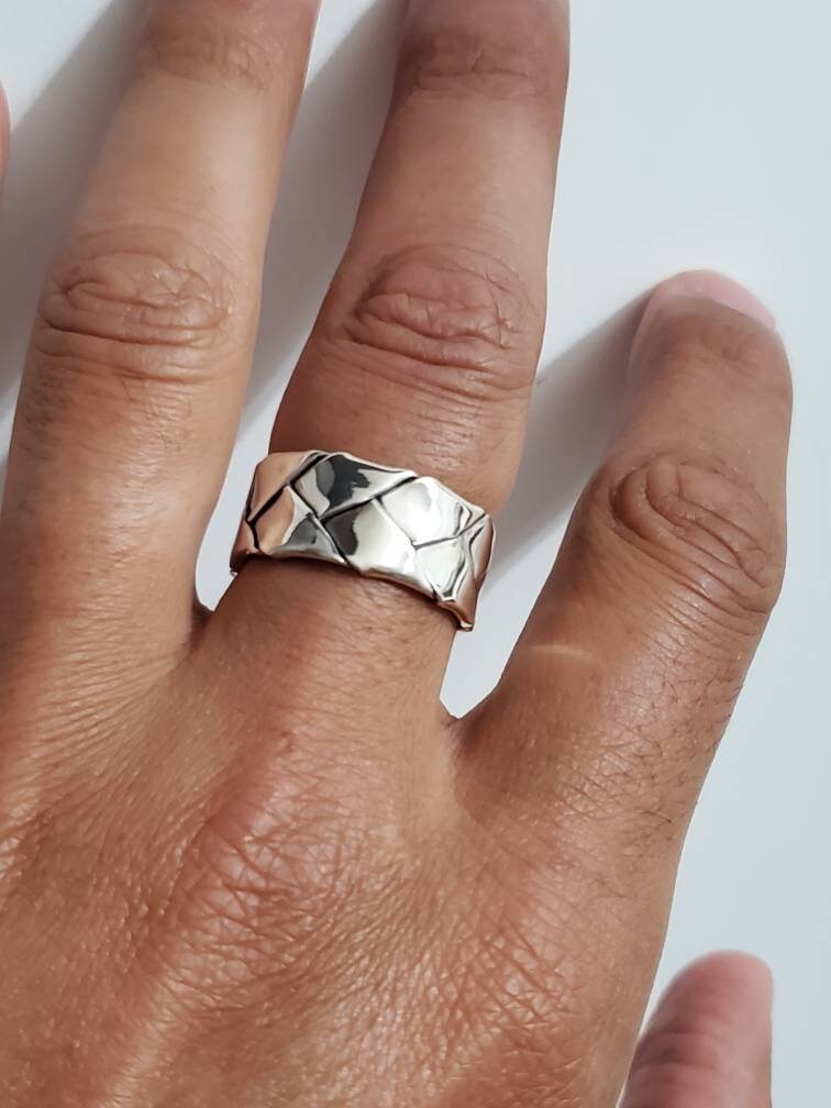 The Fold Men's Ring, Sterling Silver Men's Band, 10mm Band for Men, Ring for Men, Men's Silver Jewelry