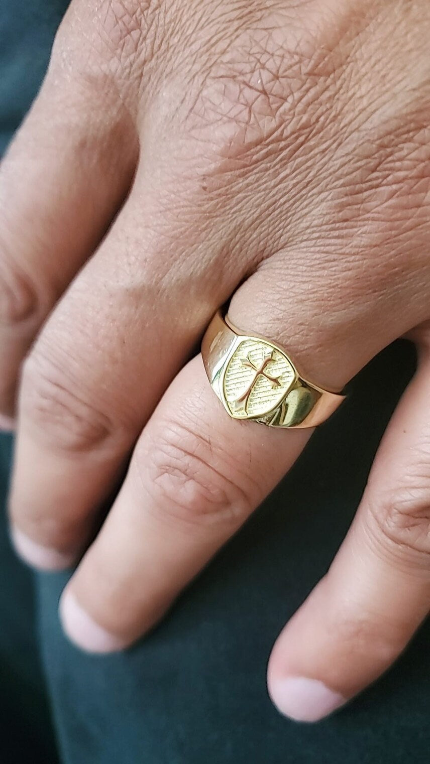 Gold Plated Cross Ring