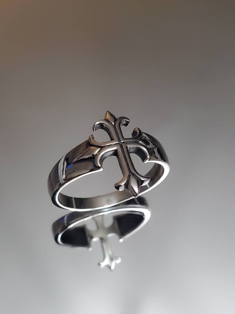 Sterling Silver Cross Ring, Cross Medieval Ring Men's Ring, Gift for Men, Biker's Ring