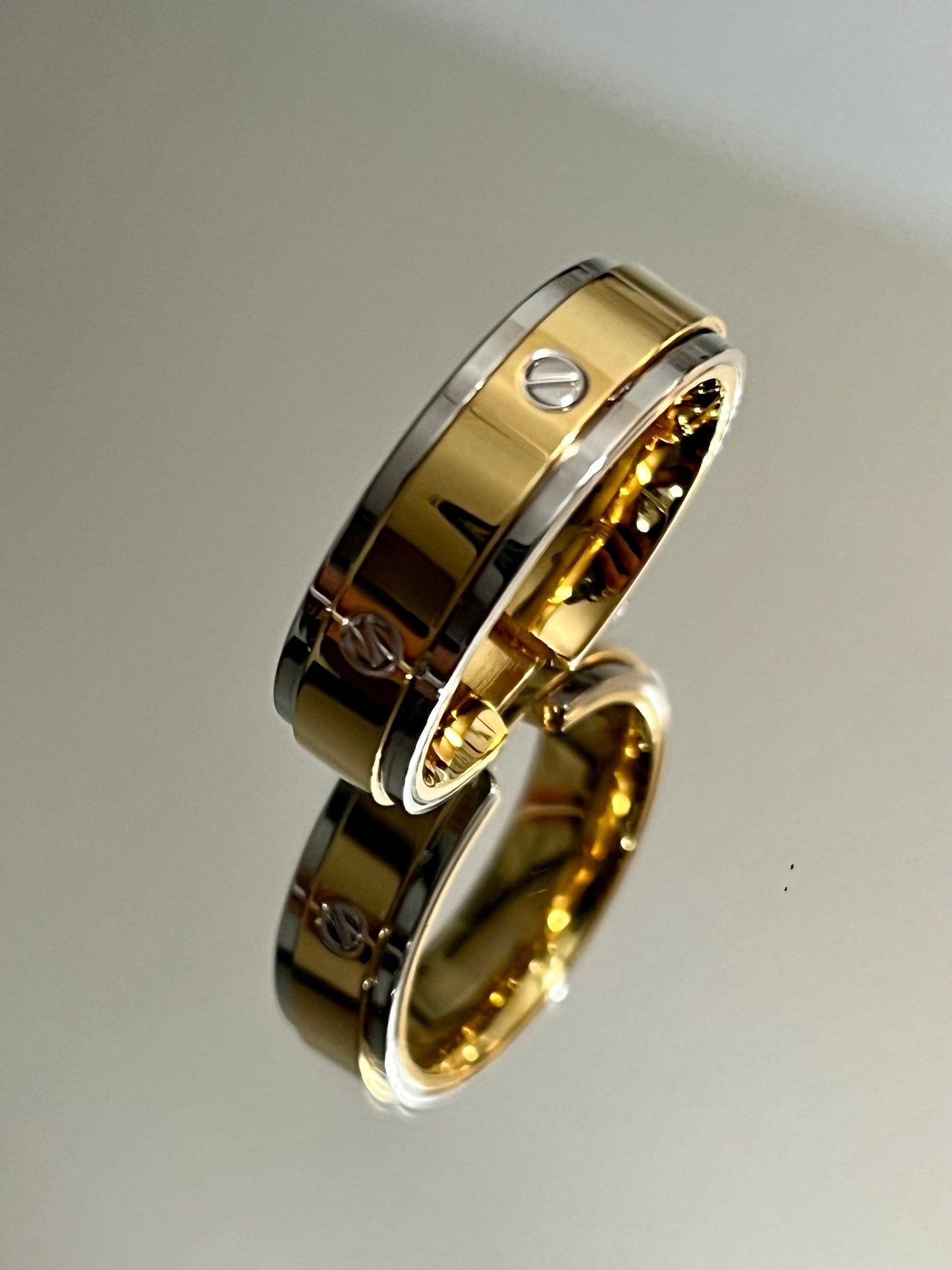 Gold Silver Stainless Steel Flat Head Band 8mm Ring
