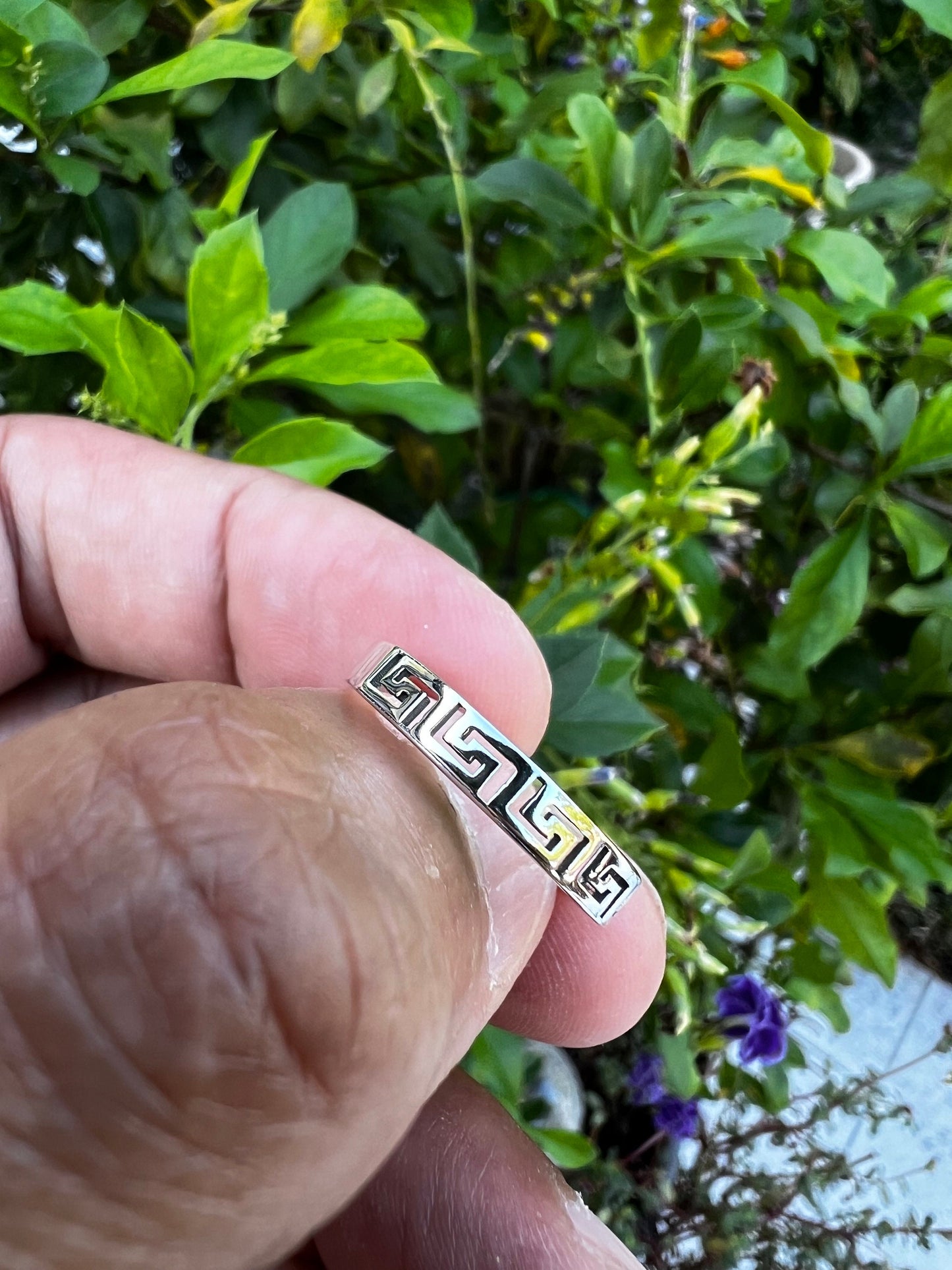 Sterling Silver Men's Ring, Durable Mens Band, Greek design Band, Wedding Statement Ring, Gift for him/her, Unisex