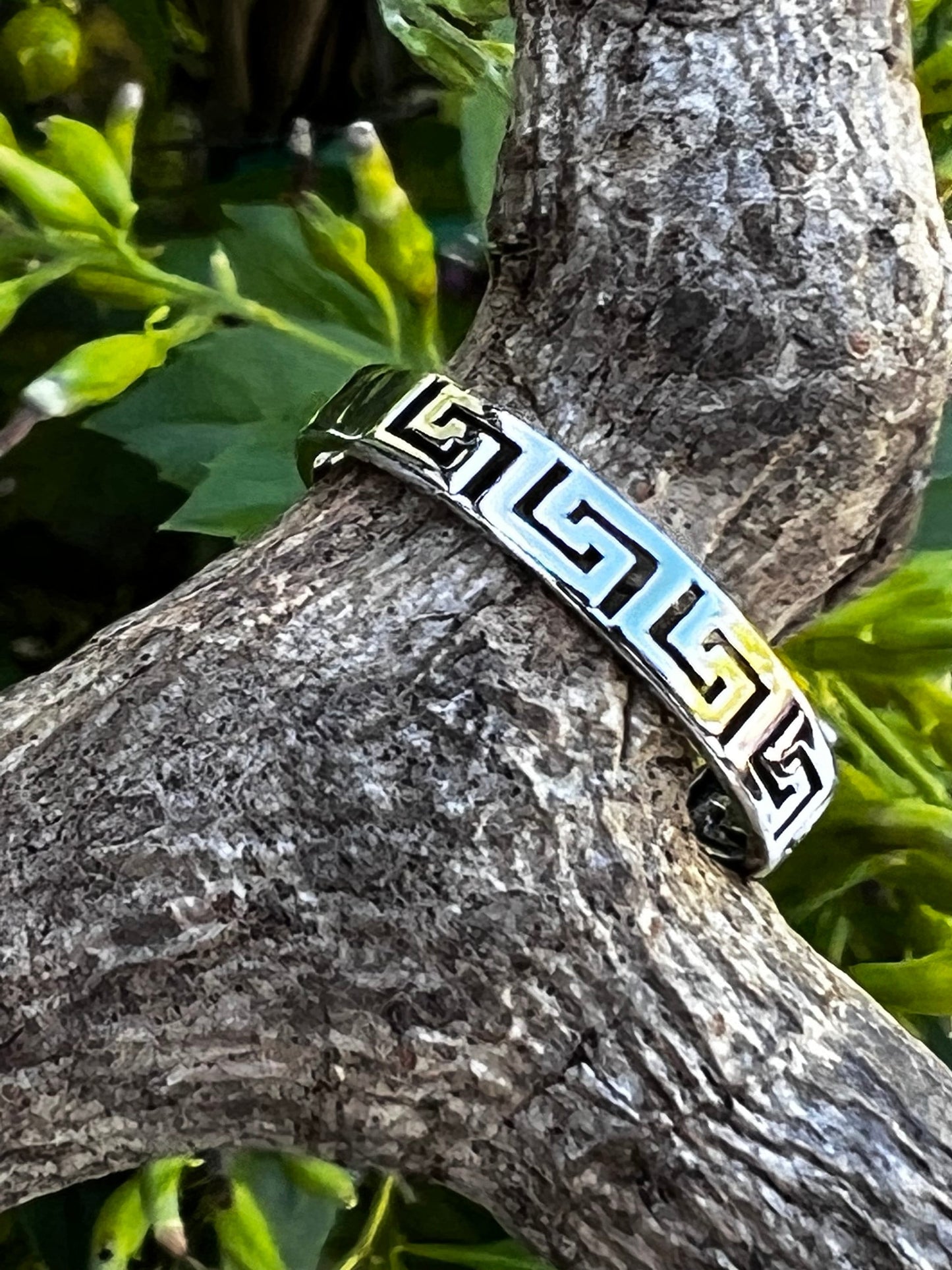 Sterling Silver Men's Ring, Durable Mens Band, Greek design Band, Wedding Statement Ring, Gift for him/her, Unisex