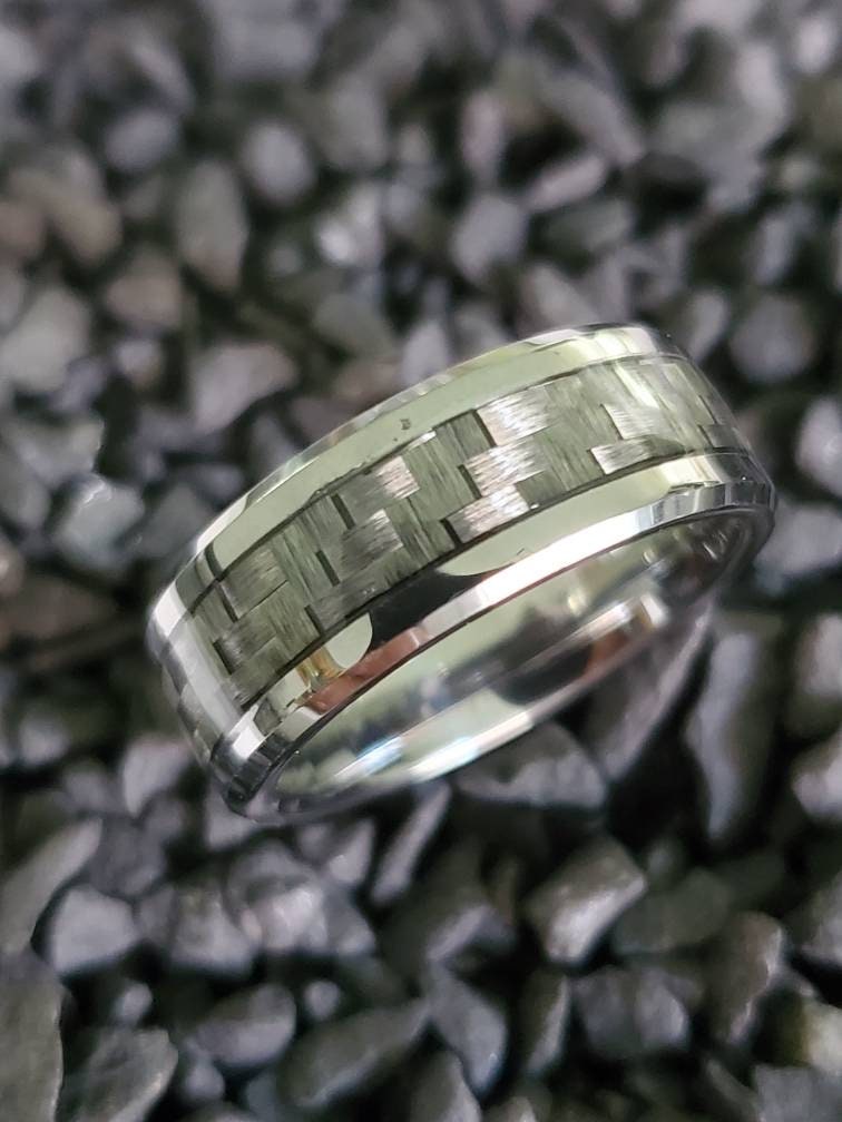 Men's Carbon Fiber Tungsten Ring Car Enthusiast