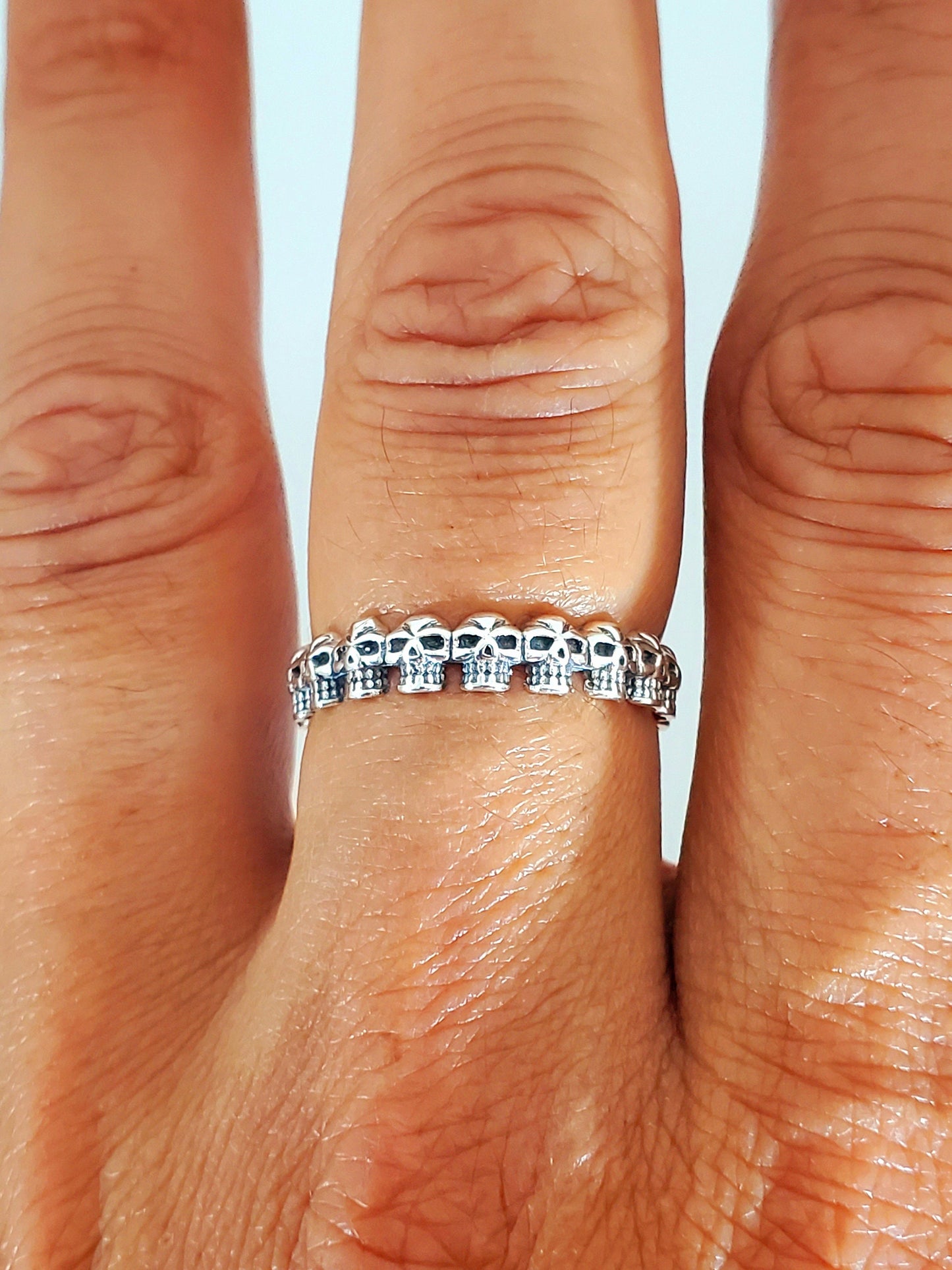 Thin Skull Ring, Sterling Silver Ring, Gothic Men's Women Ring, 925 stamped , Gothic, Skeleton