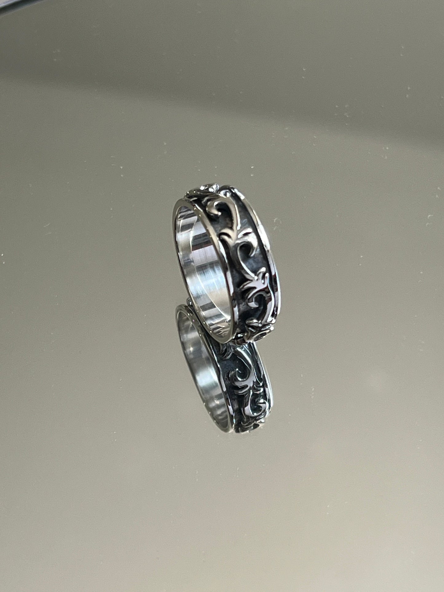 Sterling Silver Vine Men's Spinner Ring, 7.2mm Engagement, trendy