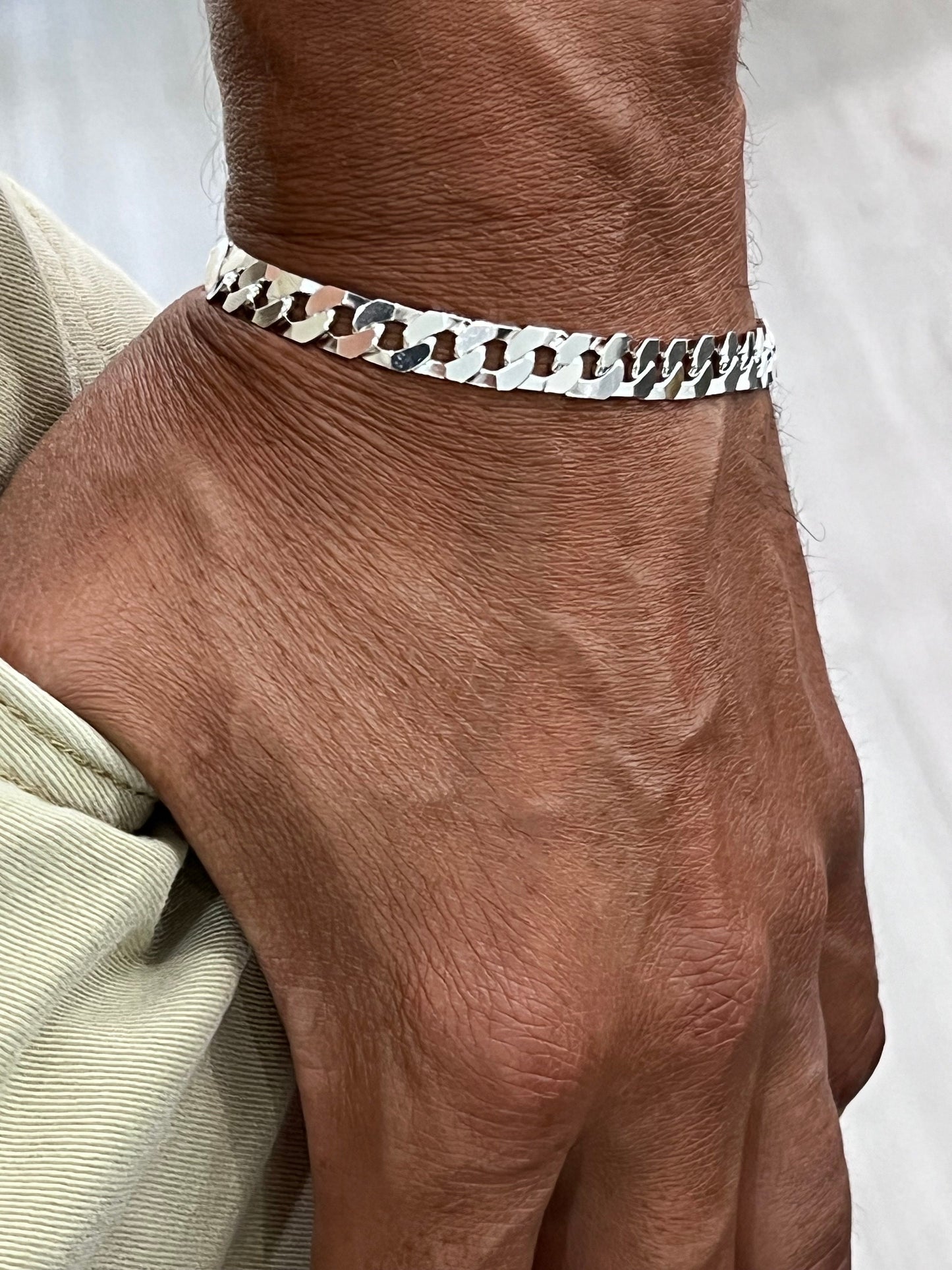 Women's/Men's Square Link Bracelet, Chic and Trendy Bracelet, Never Tarnish, Sterling Silver, Unisex, Jewelry
