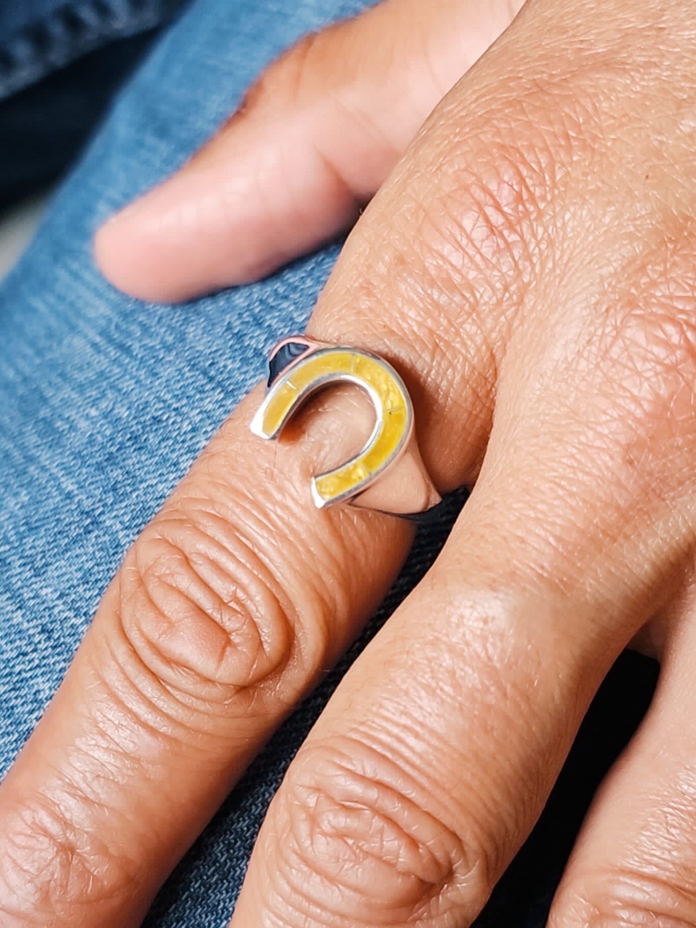 Horse Shoe Ring, Tiger Eyes Stone