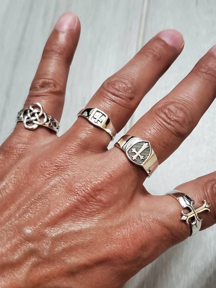 Sterling Silver Cross Ring, Cross Medieval Ring Men's Ring, Gift for Men, Biker's Ring
