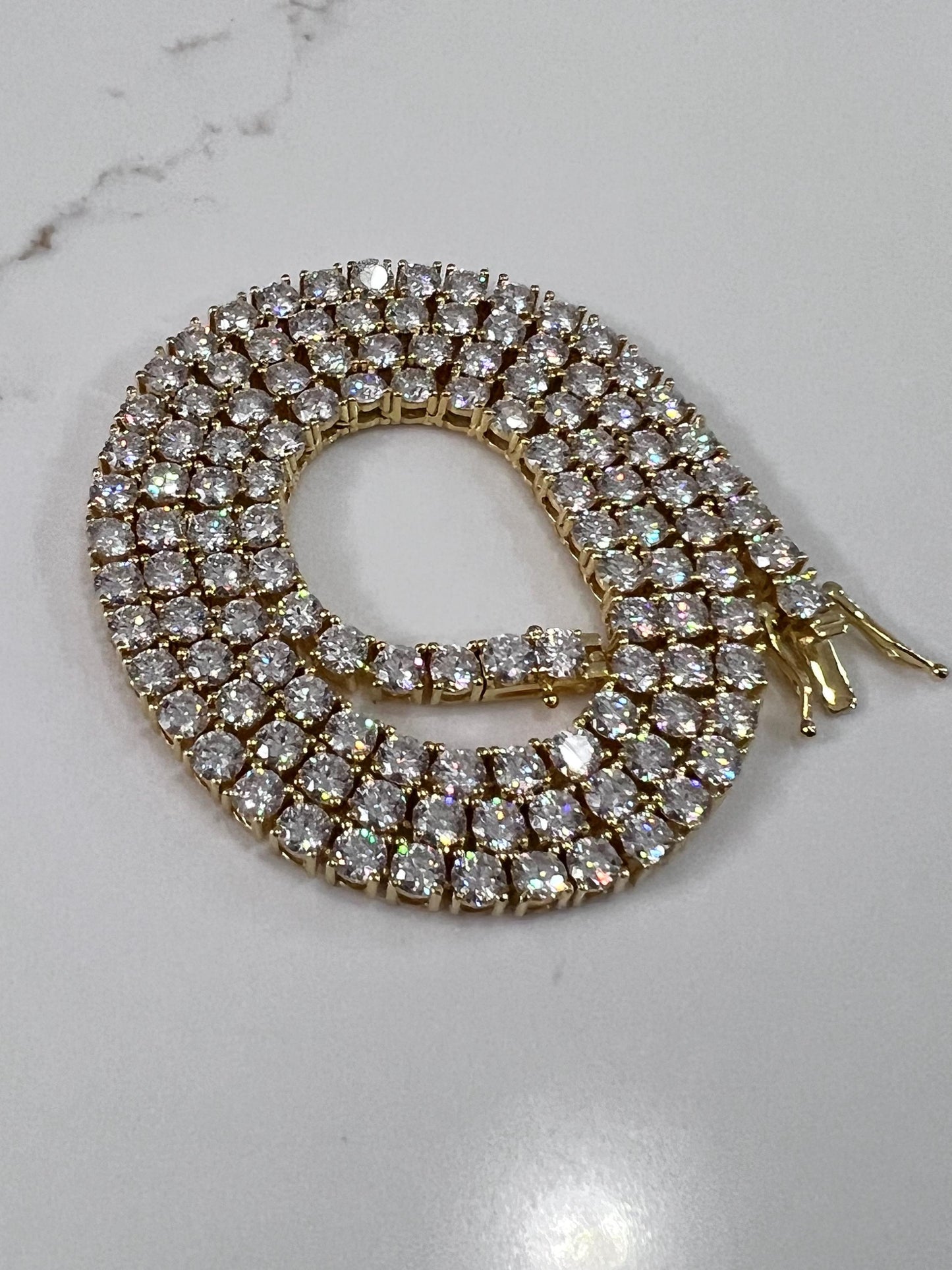 Moissanite Gold Plate Tennis Necklace on 925