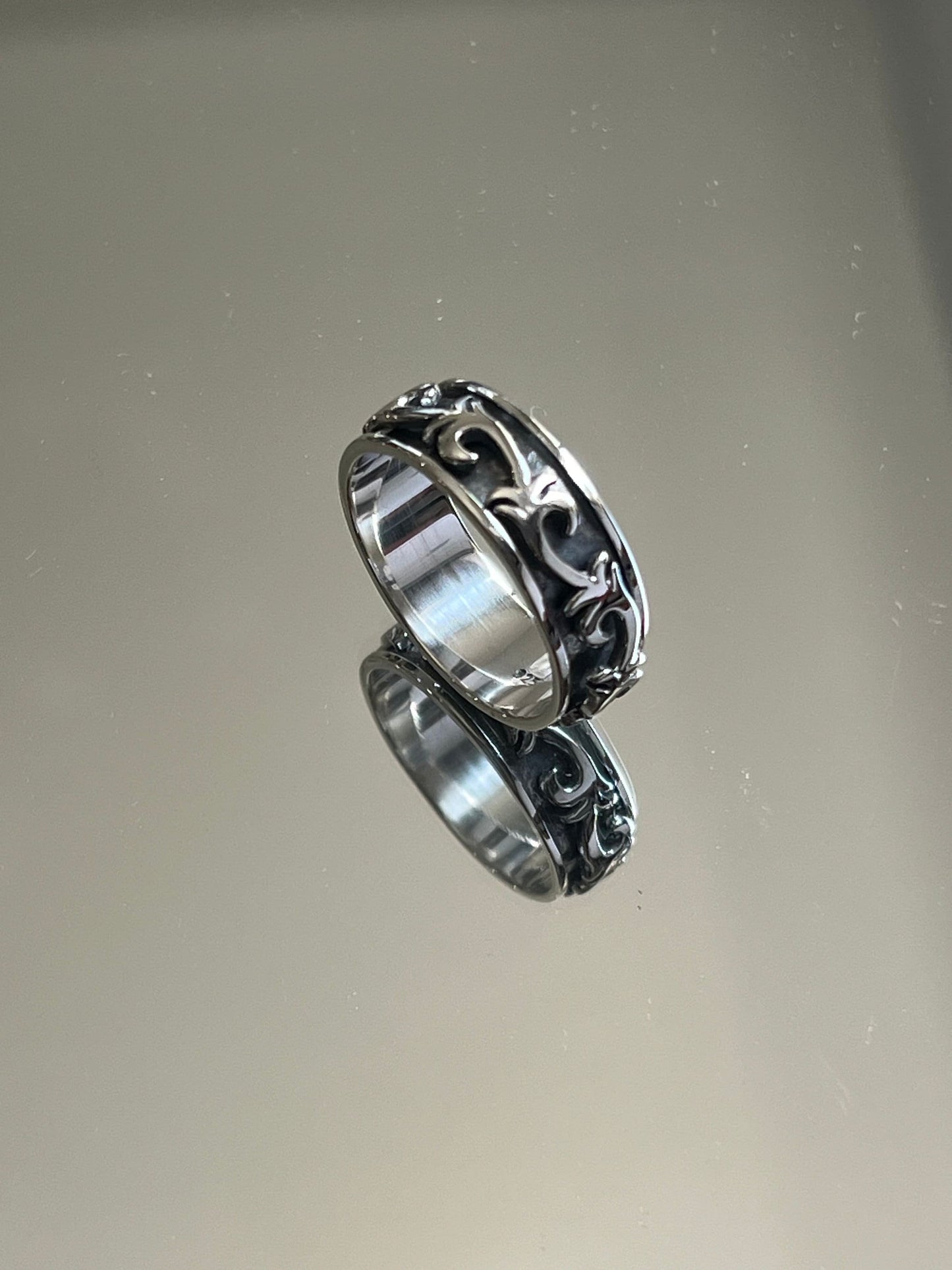 Sterling Silver Vine Men's Spinner Ring, 7.2mm Engagement, trendy