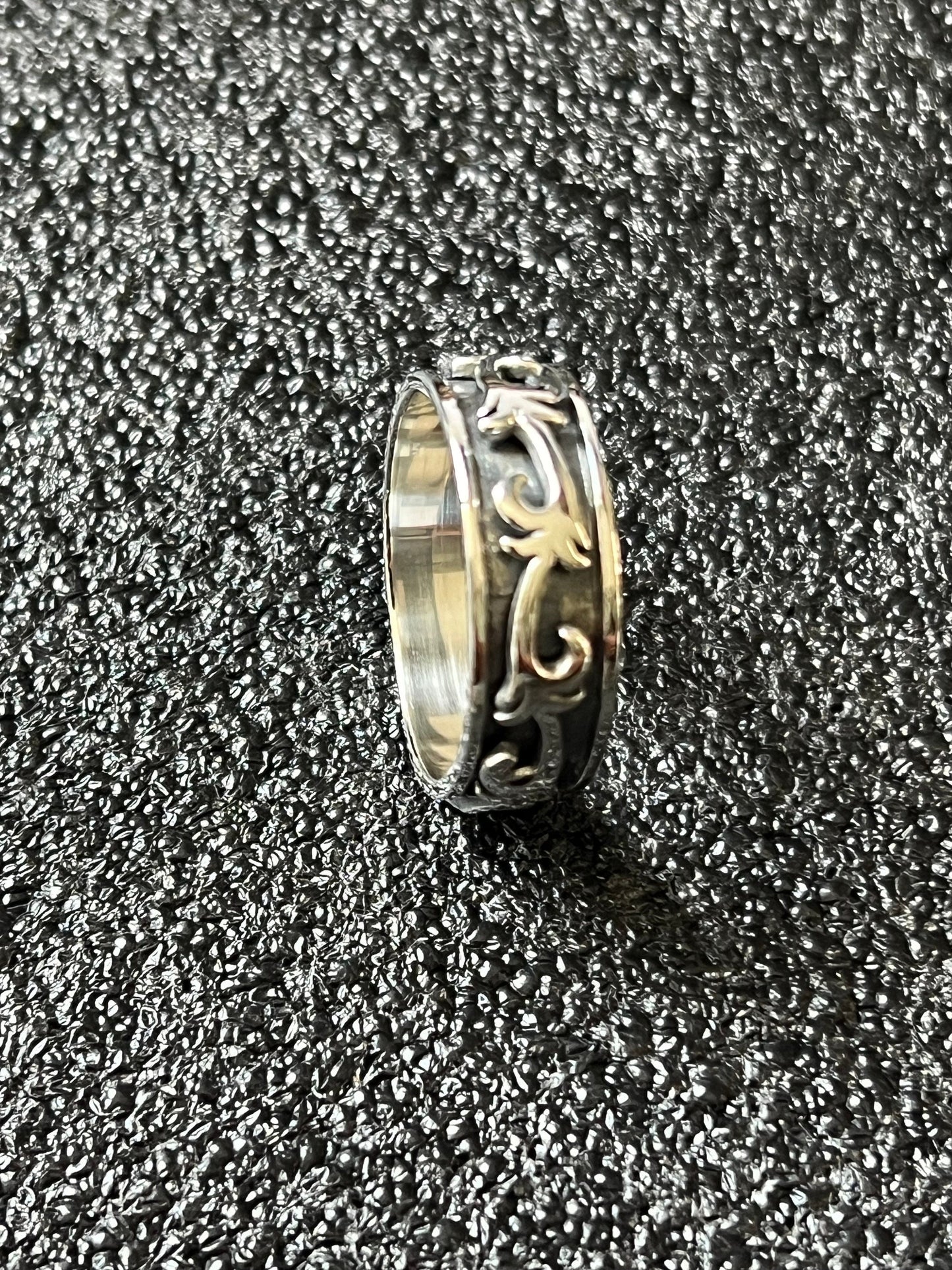 Sterling Silver Vine Men's Spinner Ring, 7.2mm Engagement, trendy