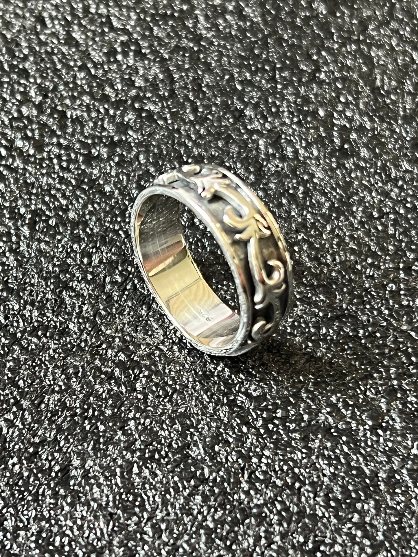 Sterling Silver Vine Men's Spinner Ring, 7.2mm Engagement, trendy