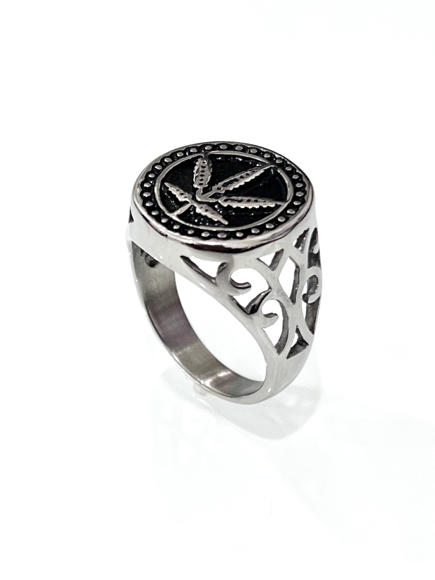 Marijuana Ring Stainless Steel Men's Ring