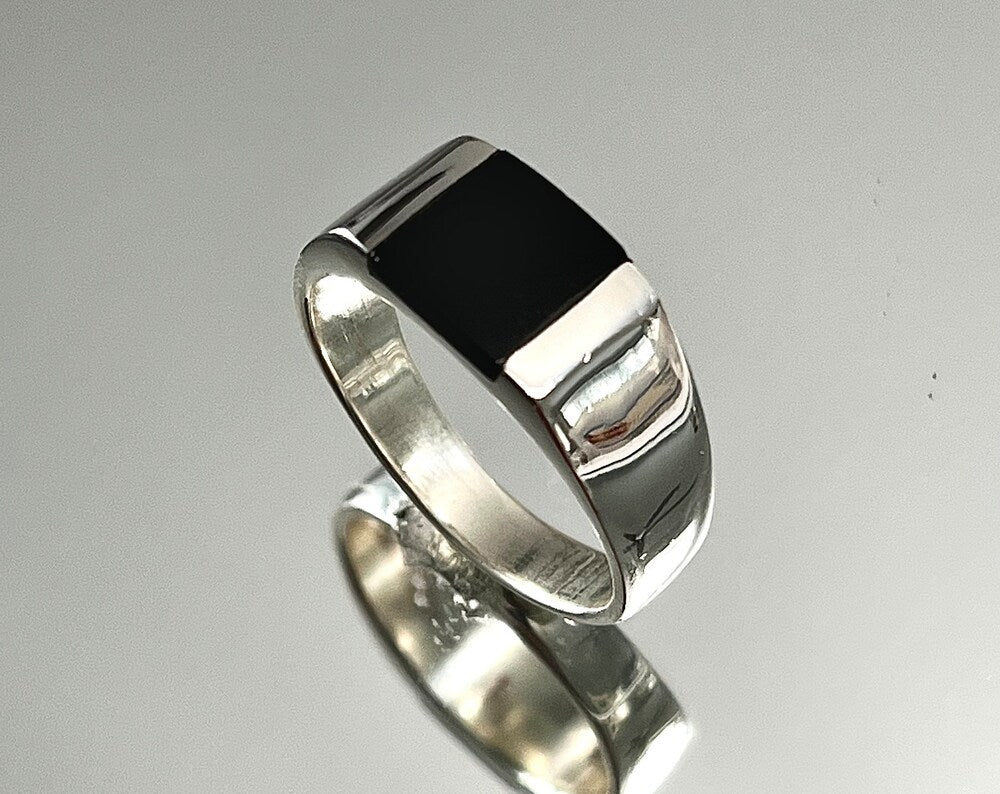 Square Onyx Masculine Ring