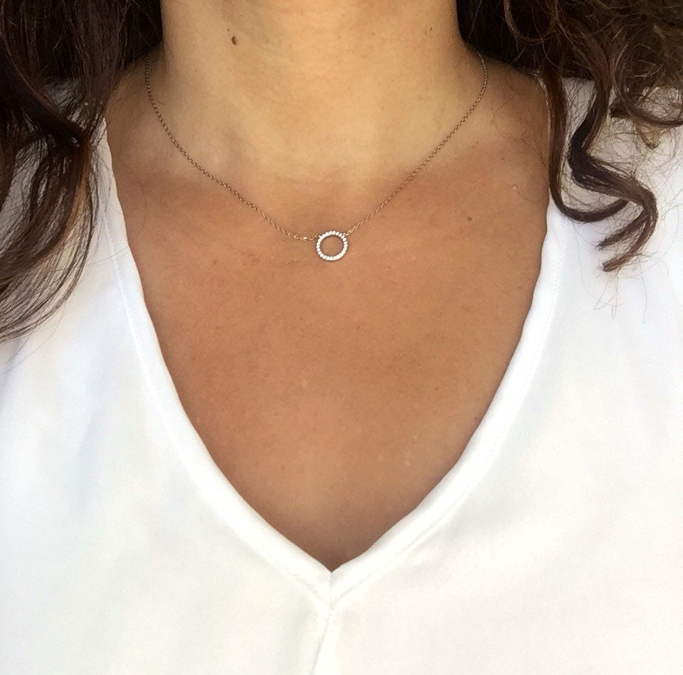 Halo Pendant Sterling Silver Halo Pendant Necklace