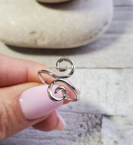 Sterling Silver Swirl Women's Ring Bohemian Style