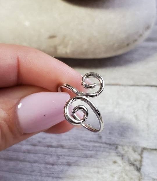 Sterling Silver Swirl Women's Ring Bohemian Style