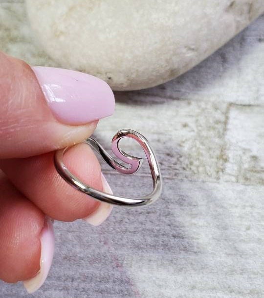Sterling Silver Ring Wave Ring, Women Wave Ring, Pura Vida Ring