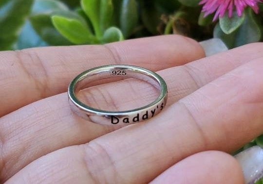 Sterling Silver Daddy's Girl Ring, 925 Minimalist Ring, Gift for Daughter Ring, Father's Day Gift, Stack Ring for Her