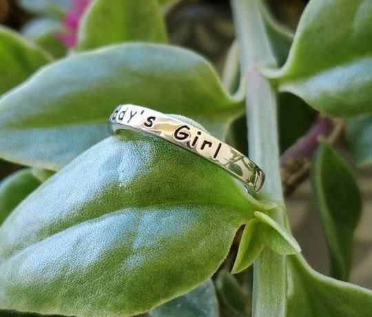 Sterling Silver Daddy's Girl Ring, 925 Minimalist Ring, Gift for Daughter Ring, Father's Day Gift, Stack Ring for Her