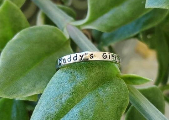 Sterling Silver Daddy's Girl Ring, 925 Minimalist Ring, Gift for Daughter Ring, Father's Day Gift, Stack Ring for Her