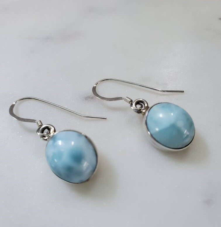 Larimar Larimar Tear Dangle Drop Solid Sterling Silver Earrings