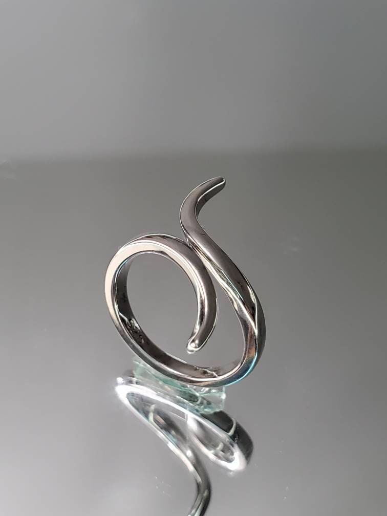 Curved Sterling Silver Statement Ring
