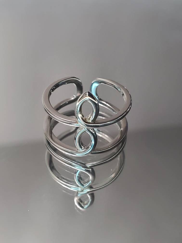 Sterling Silver Women's Ring, Boho Chic 925 Adjustable Band, Bali Ring, Bohemian Ring, Statement Ring