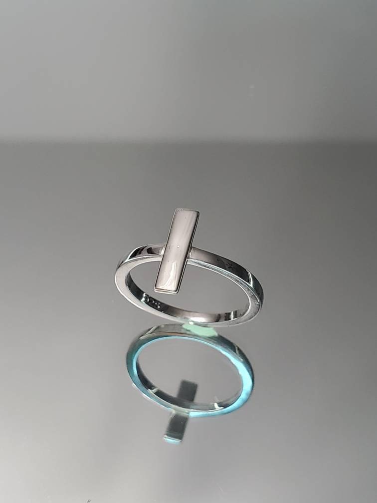 Bar Ring, Sterling Silver T Bar Ring