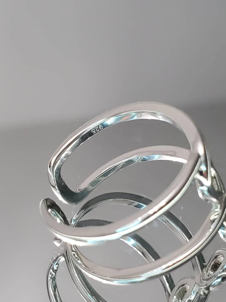 Sterling Silver Women's Ring, Boho Chic 925 Adjustable Band, Bali Ring, Bohemian Ring, Statement Ring
