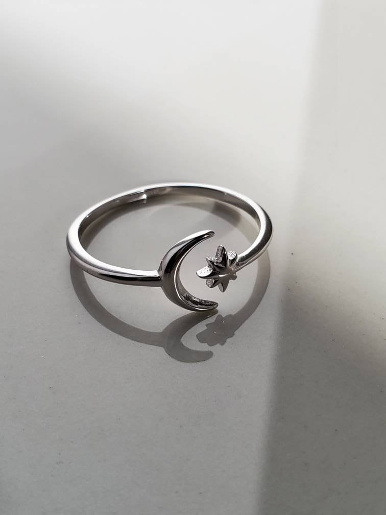 Moon Star Crescent Moon Ring