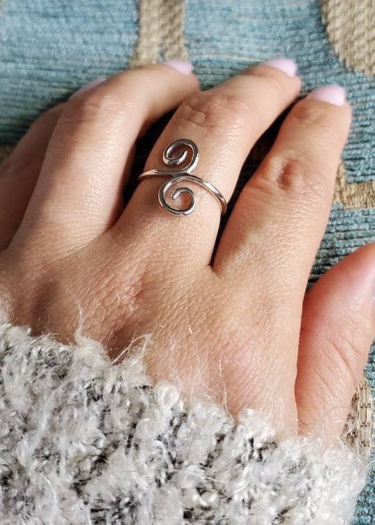 Sterling Silver Swirl Women's Ring Bohemian Style