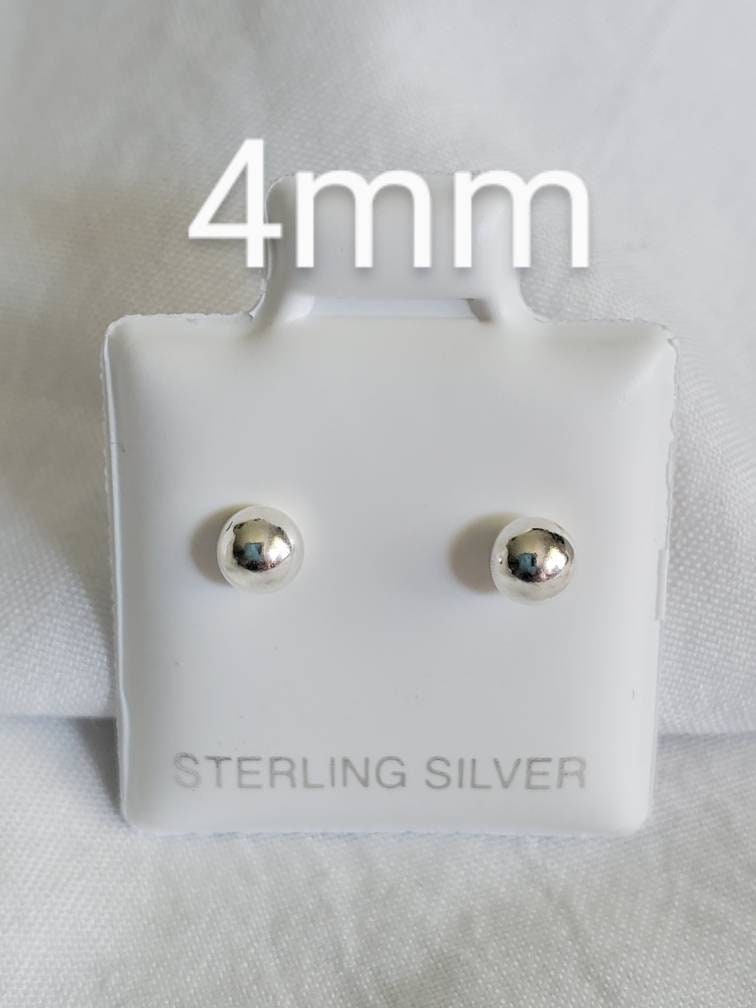 Sterling Silver Studs, 925 Women Stud Earrings, Bead Studs, Round Ball Earrings, Simple Studs