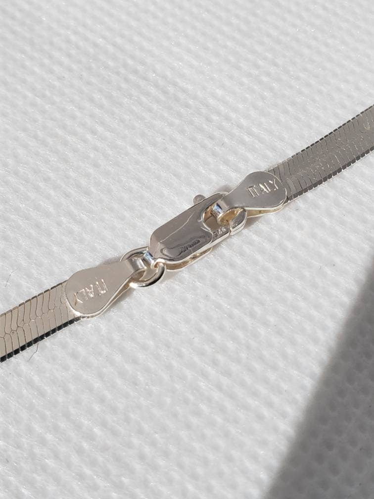 Sterling Silver Herringbone Snake Chain, Flat Snake Layering Chain, 925 Italian Chain, 3.4mm, 4.4mm, Chain 16" 18" 20" 22" 24"