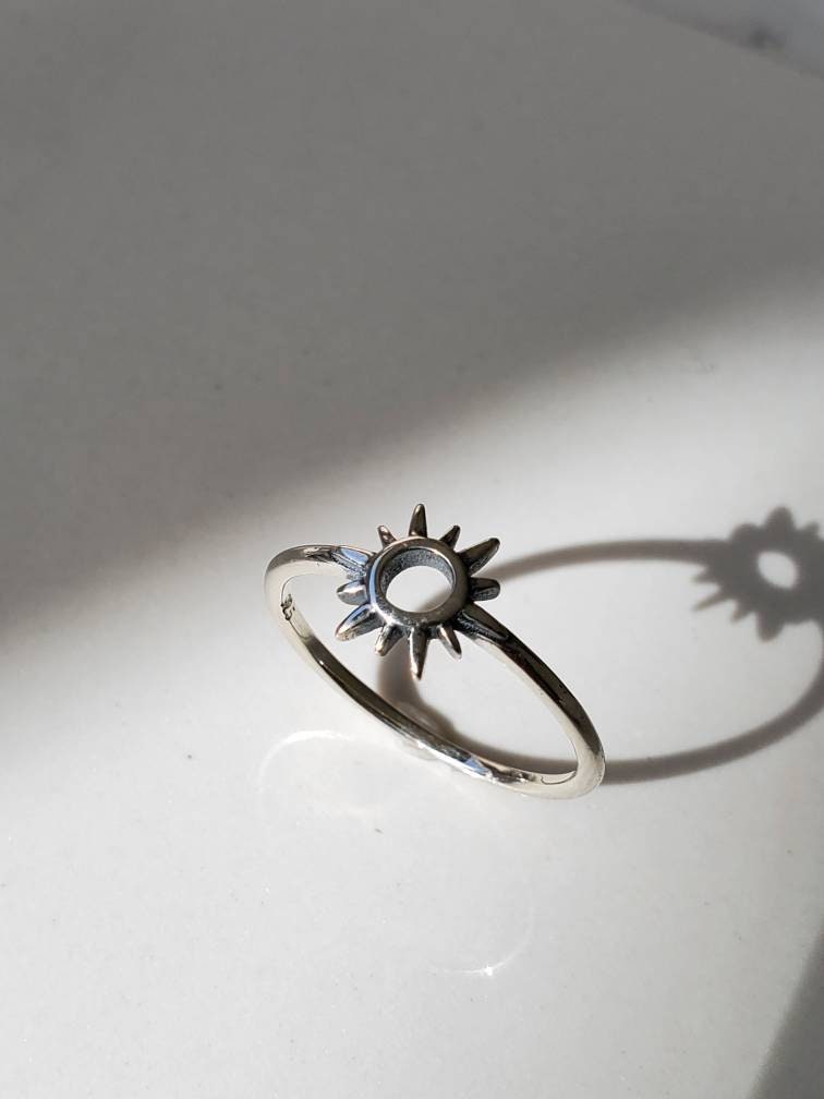 Sterling Silver Sun Ring, Minimalist Stack Ring, 925 Silver, Women Ring, Beach Ring, 925 Ring