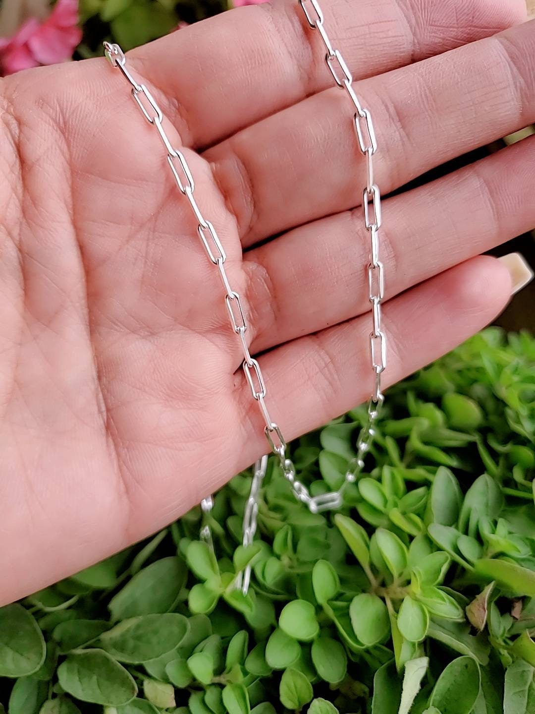 Sterling Silver Paper Clip Staple Chain, Staple Necklace, Layering Chain, Anklet Chain, 925 Italian Silver, 7" 16" 18" 20" 22" 24" Length
