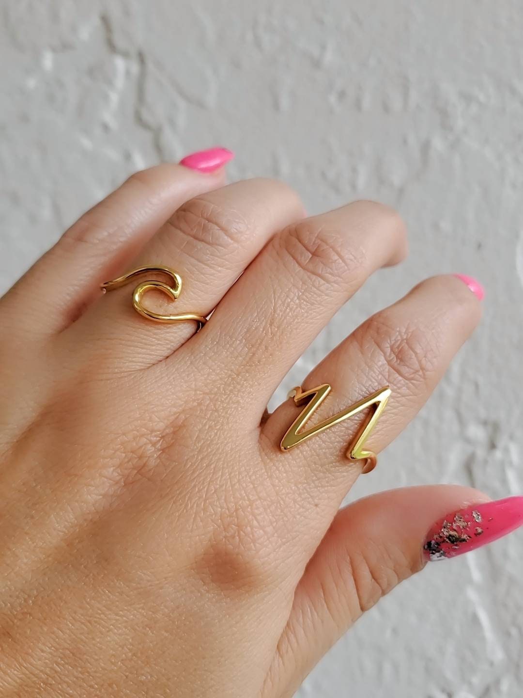 Gold Heartbeat Ring, 14K Gold Plated over Sterling Silver