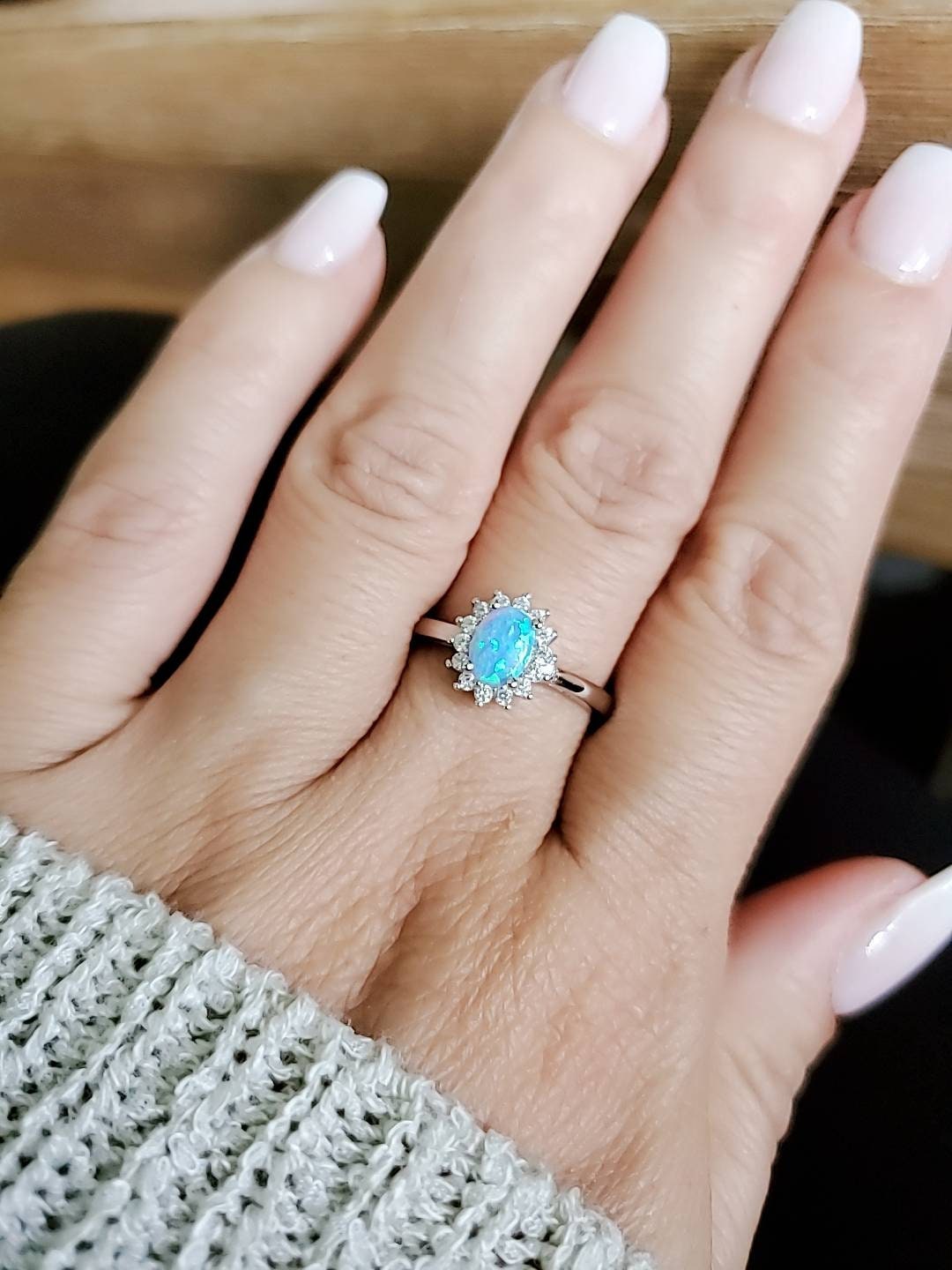Blue Opal Dainty Ring