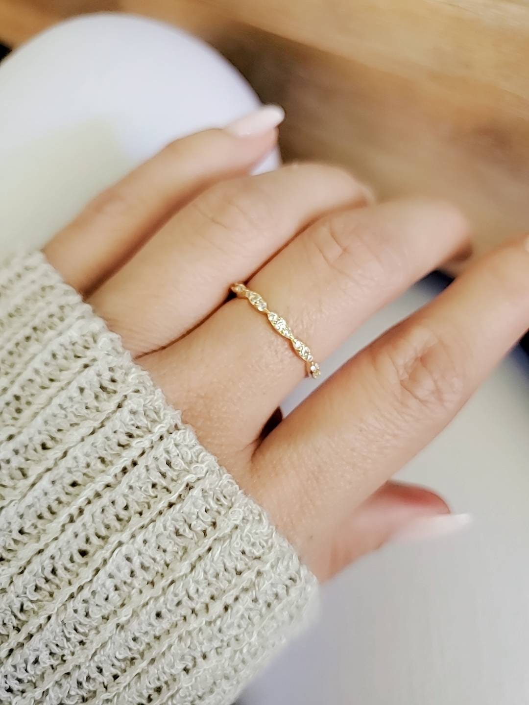 Marquise Ring, Gold, Rose Gold, Silver Band