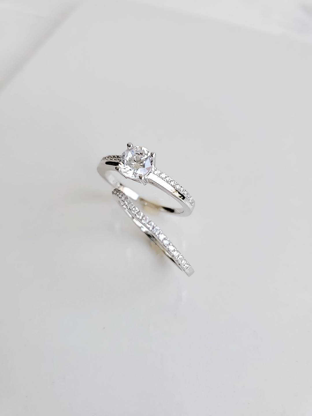 Engagement Ring Sterling Silver Bridal Band Set
