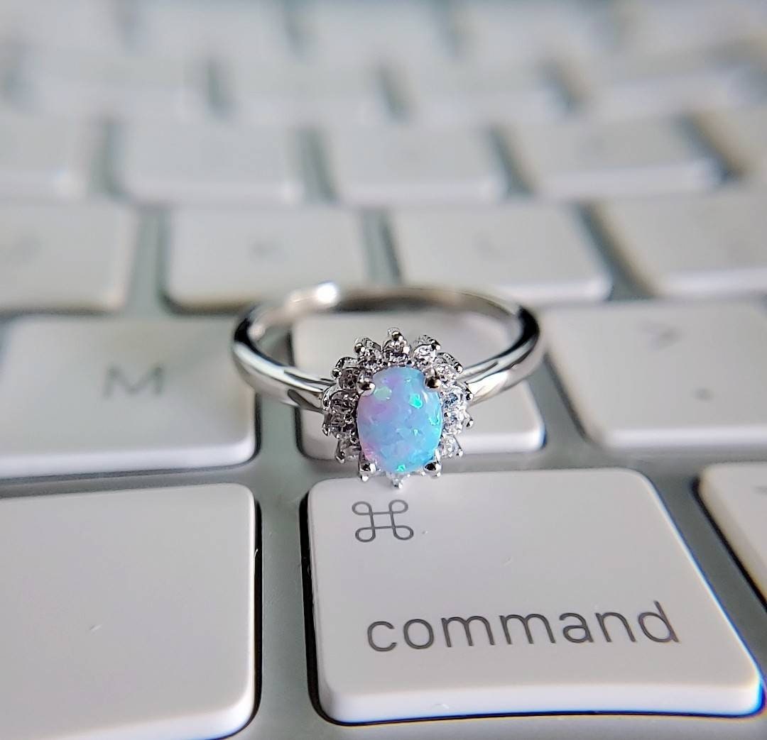 Blue Opal Dainty Ring