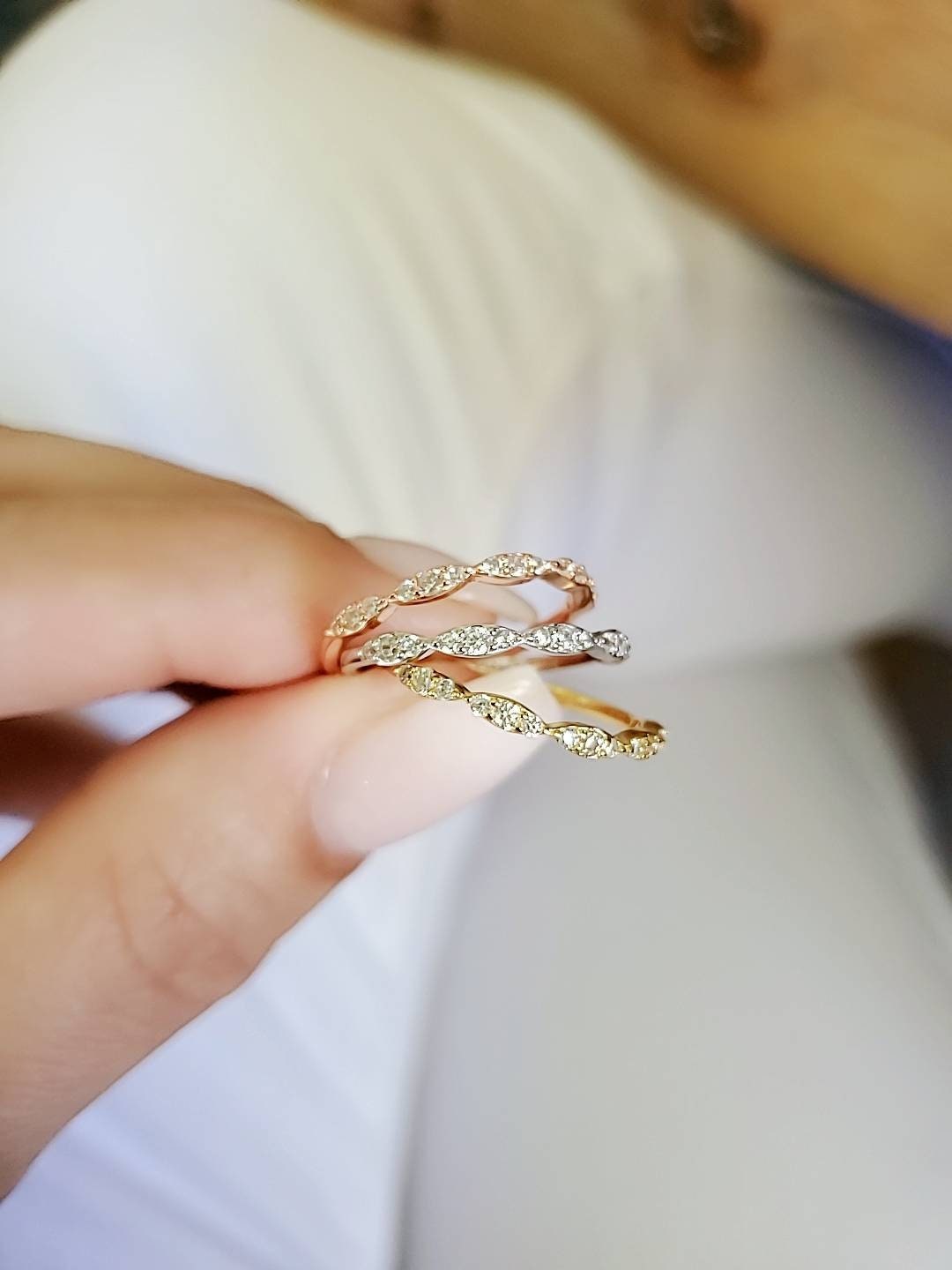 Marquise Ring, Gold, Rose Gold, Silver Band