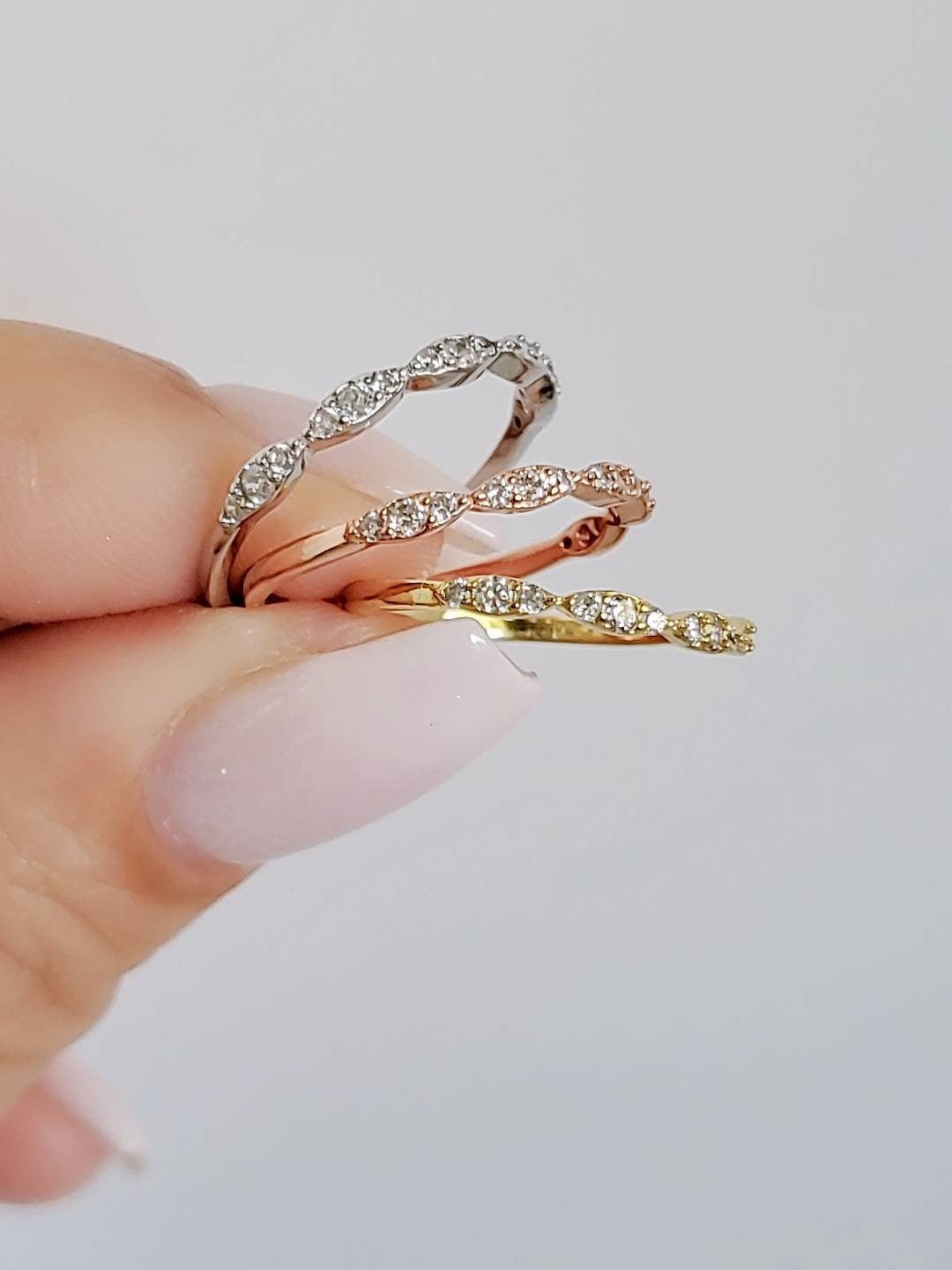Marquise Ring, Gold, Rose Gold, Silver Band