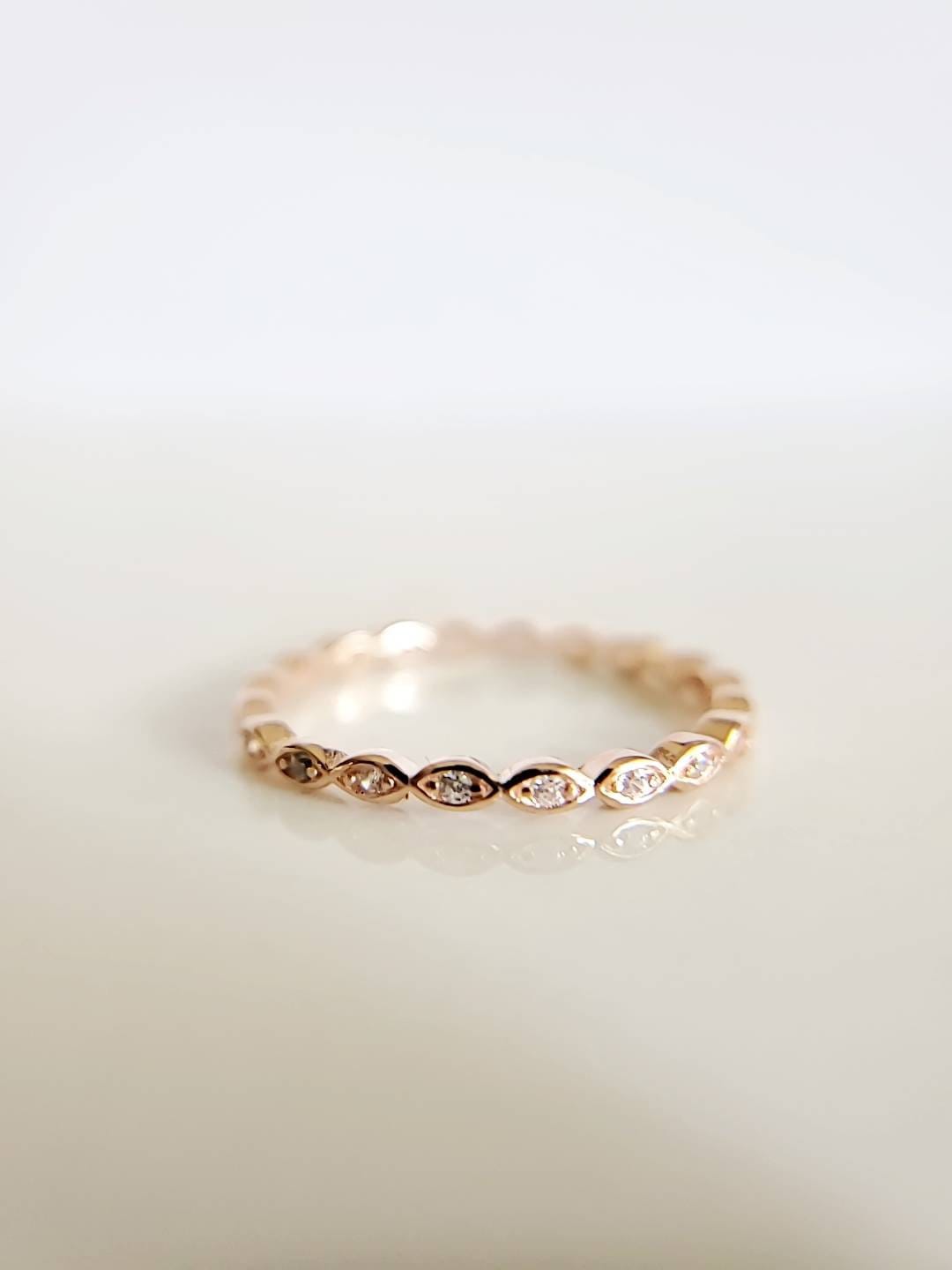 Marquise Ring, Gold, Rose Gold Eternity Ring