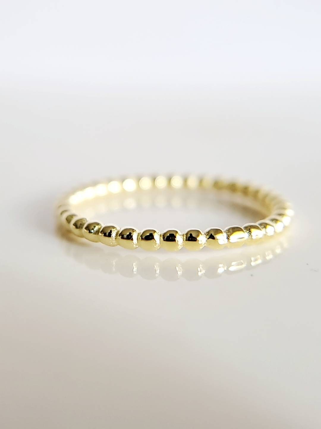 Dainty Beaded Gold, Rose Gold Silver Ring