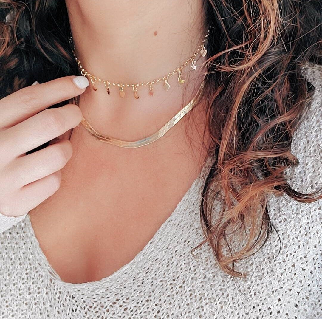 Moon Stars Choker Necklace