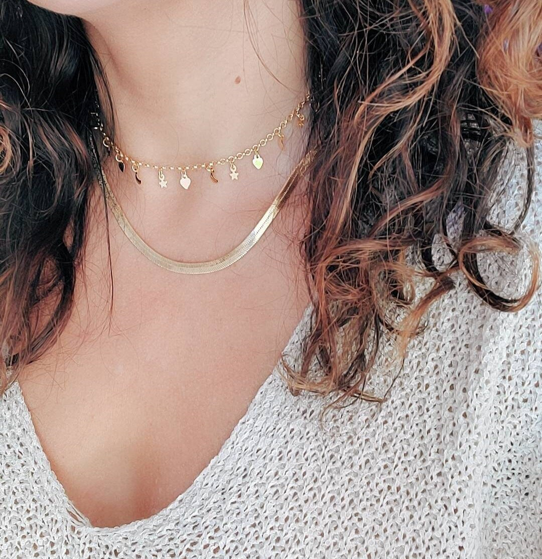 Moon Stars Choker Necklace