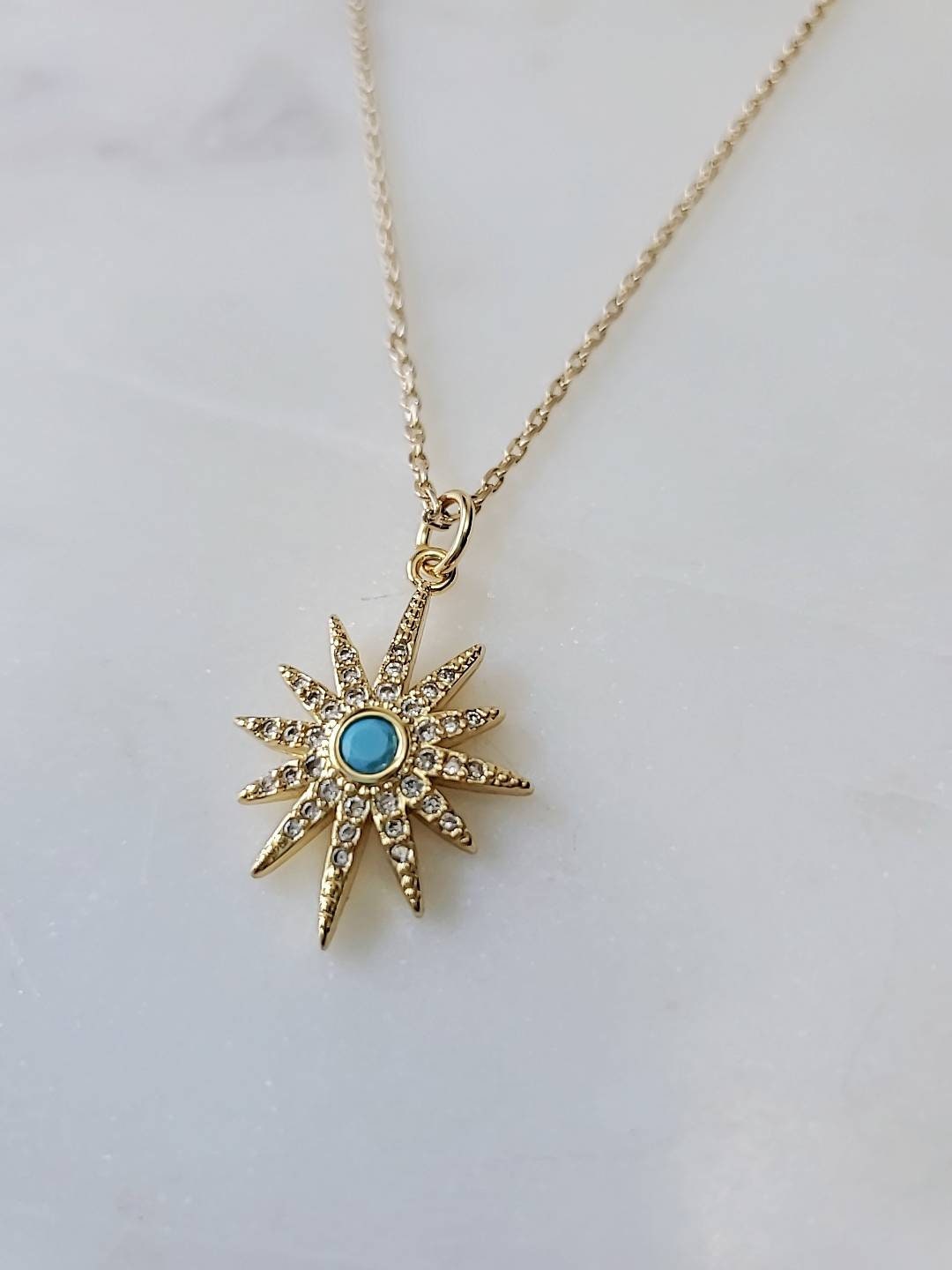 Gold Filled Padlock Necklace Moon Pendant